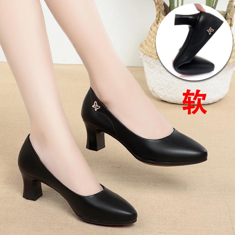 Fashion High Heels Wedding Shoes Women 2025 New Women Shoes Beige Genuine Leather Pointed Toe Professional Fashion Single Shoes Women