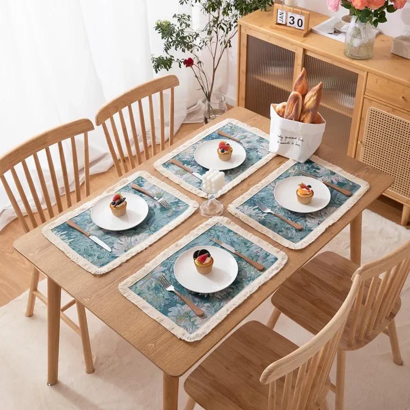 Vintage Table Runner Farmhouse Decor Oil Painting with Tassels Bohemian Sideboard for Autumn Farmhouse Thanksgiving Christmas