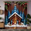 2-piece HD digital blue tie house under the prayer of the home curtain Home decoration style decoration living room bedroom wear