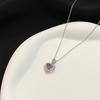 Diamond-Encrusted Zircon Love Light Luxury Necklace Niche Design Sense Female Purple Collarbone Chain Jewelry Girl Send Girlfriend