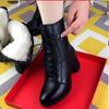 New Soft Leather Thickened White Hair Warm Martin Boots Pointed Thick Heel Temperament Comfortable Cotton Boots