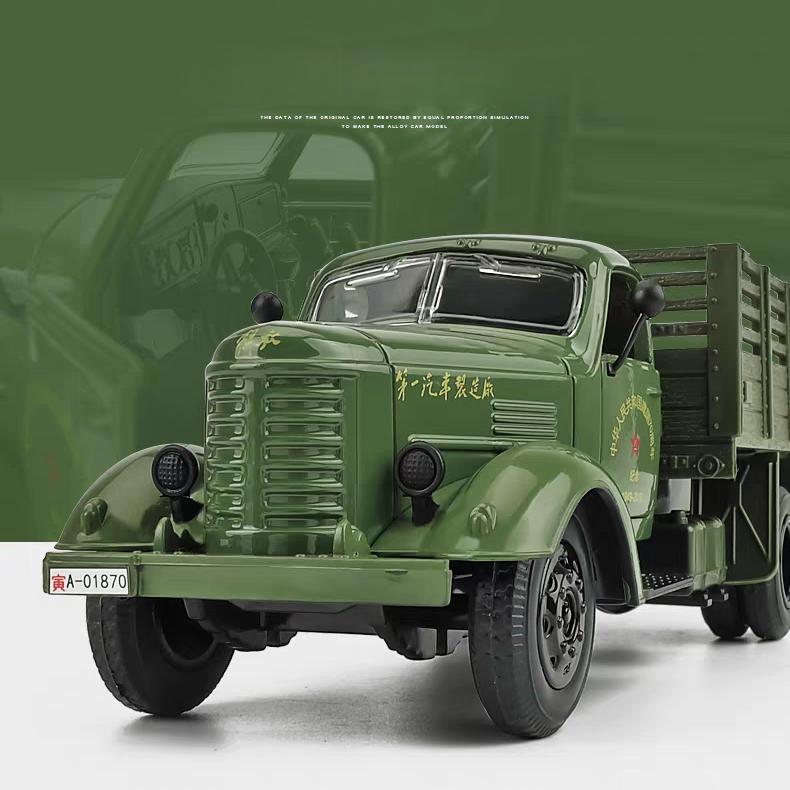 Klasický vojenský transportní nákladní automobil Čínské lidové osvobozenecké armády JieFang CA10 Simulace Odlévaná a hračková vozidla Zvuky a světlo 1:36 Model auta z lehké slitiny