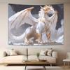 2D Sternenhimmel Weißer Drache Wandteppich Moderne Fantasy Wohnraum Hintergrundtuch