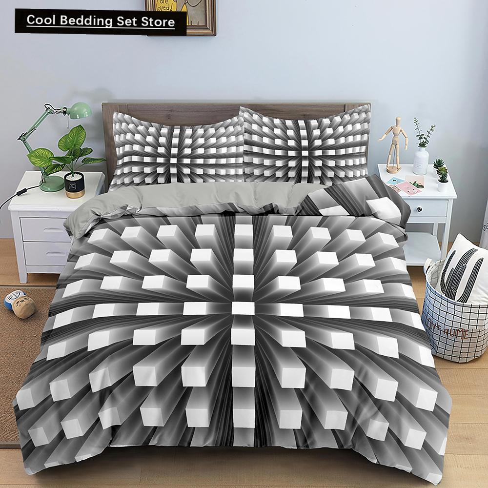 Comforter 3D Psychedelic Abstract Double Queen Bedding Set 2/3Pcs King Full Size Blue Polyester Comforter