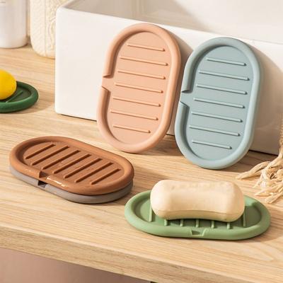 Self Draining Soap Container Silicone Soap Plate Easy To Clean Soap Saver Tray Household