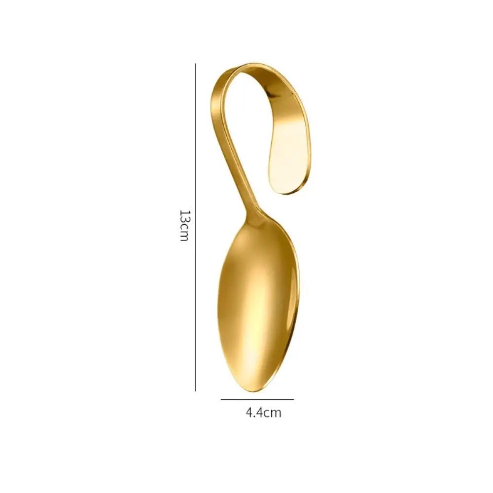 Cutlery Stainless Steel Curved Handle Spoon Rustproof Portable Serving Spoons Comfortable Grip Safe Dessert Spoons Buffet