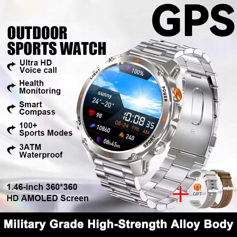 2026 New GPS Map Navigation Smart Watch Men Women Amoled Screen 3ATM Waterproof Sport SmartWatch Compass NFC BT Call Watches Men
