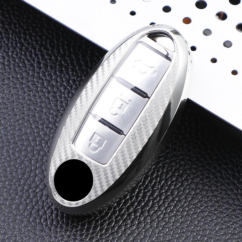 Carbon Fiber Key Case for 22 Nissan Models: Qashqai, X-Trail, Kicks, Murano, Tiida, Sylphy, Patrol, Teana.