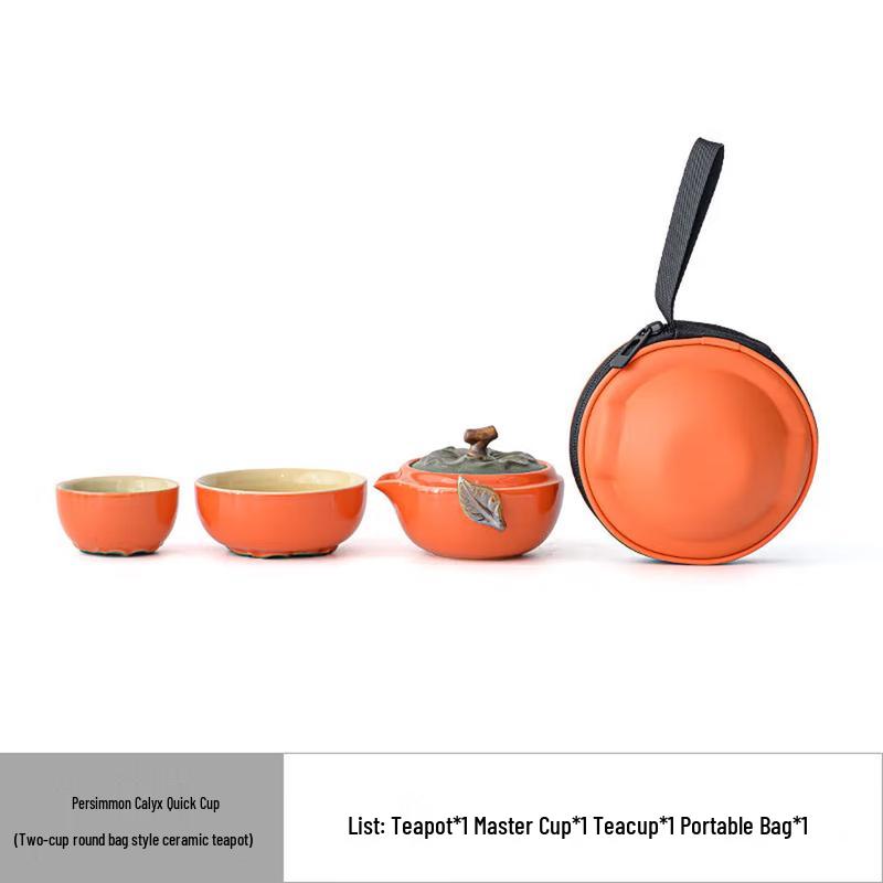 Persimmon Ceramic Portable Tea Set