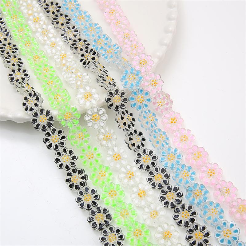 Crystal Glass Transparent Hand-painted Oil Dripping Flower Beads for DIY