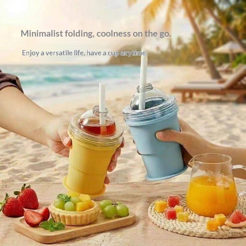 2-In-1 Silicone Folding Ice Hockey Cup Ice Making Drinking Cup 2-In-1 Multifunctional Portable Water Cup For Summer Outings