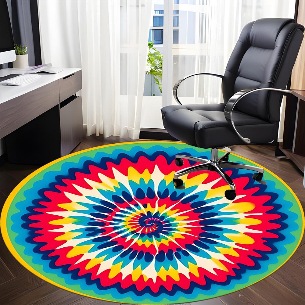 1PC Tie-dye Pattern Chair Carpet for Office, Indoor Non-Slip Washable Carpet, Soft Comfortable Mat For Office Room yy250930237