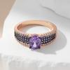 Luxury Shiny Purple Natural Zircon Wedding Ring For Women  Rose Gold And Black Gold Plating Vintage Daily Fine Jewelry
