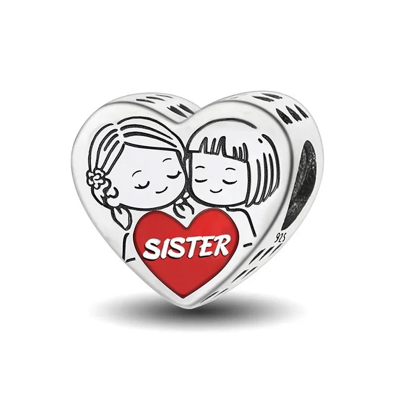 Copper Sister Love Heart Butterfly Rose Pendant Charms Beads Fit Original Pan Bracelet Bangle Diy Jewelry