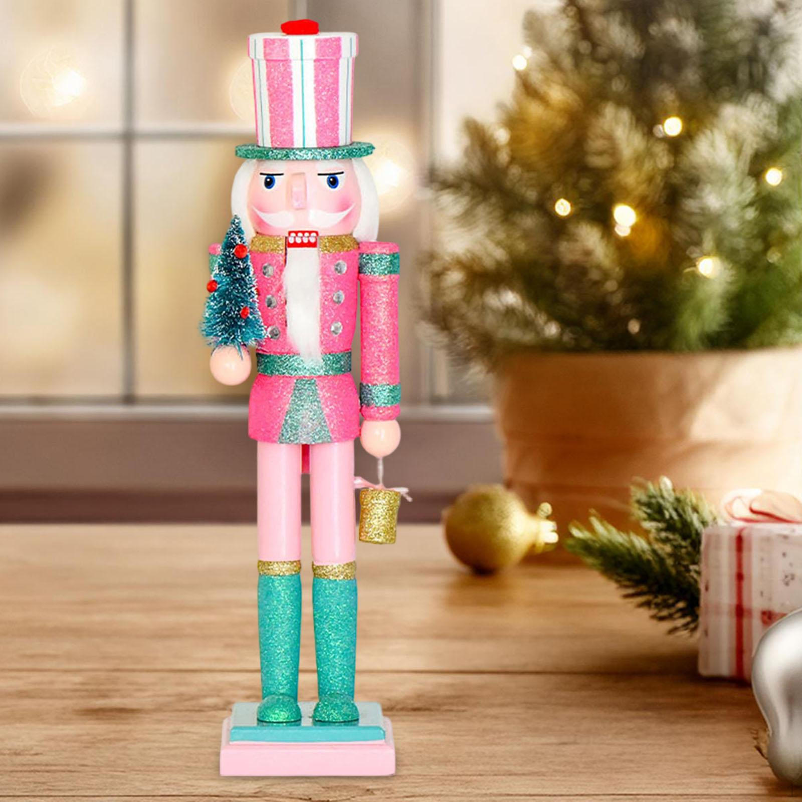 

14.96 Inch Glitter Nutcracker Figurine, Christmas Collectible Statue for Office, Pikn