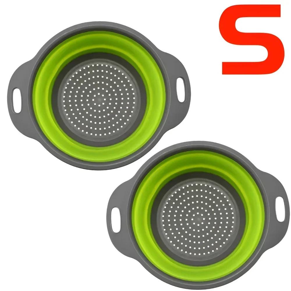2PCS Silicone Folding Drainer Basket Fruit Vegetable Foldable Colander Kitchen Strainer for Food Pasta Kitchenware Drain Device