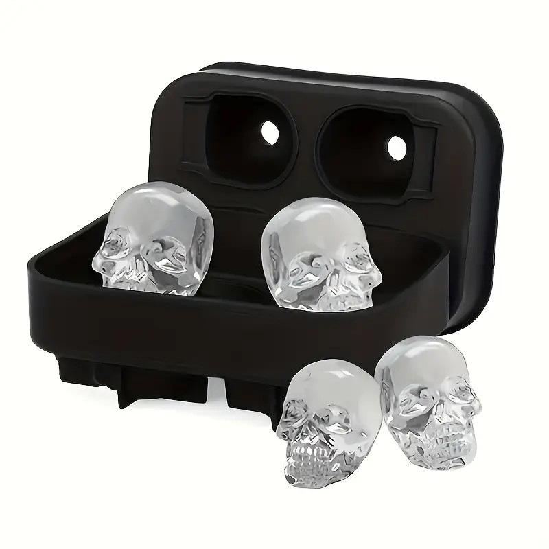 Totenkopf Eisballform Silikon 3D Flexible Eiswürfelbehälter BPA-frei Eiswürfelformen für Gefrierschrank Horror Totenkopf Kopf Cocktail Eisballbereiter