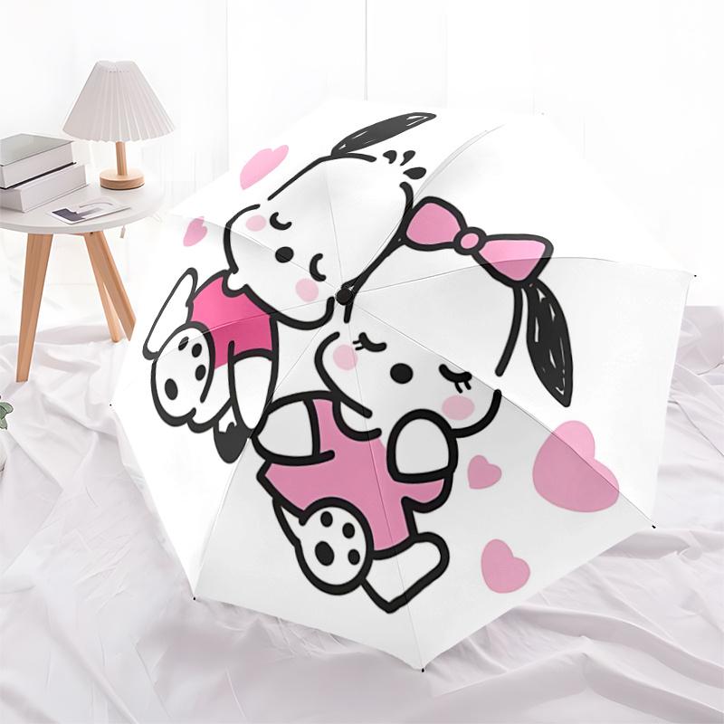 

1pc Love Heart Automatic Opening/Closing Umbrella with Pink Bow Design - Portable Folding Design, 8-Bone Iron Frame, Outdoor, Ideal Gift for Fans, Tra