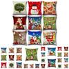 Charming Happy Christmas Linen Sofa Cushion Cover Vibrant Holiday Decoration