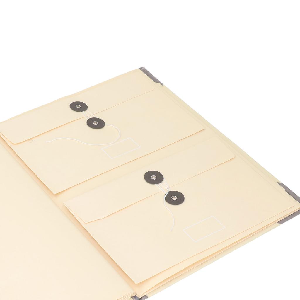 Document Organizer Folio Secure Storage Prevent Loss PU Leather Expanding File Folder Beige