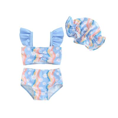 Girl Sweet Sleeveless Children's Split Hat Three-piece Set