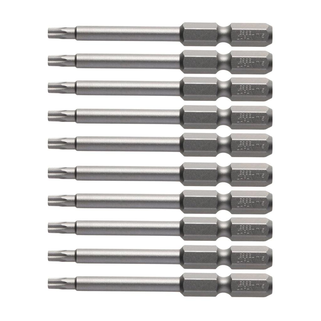 VESSEL Torx T15 x V ZP Bits, 65mm, 10-Piece Set,