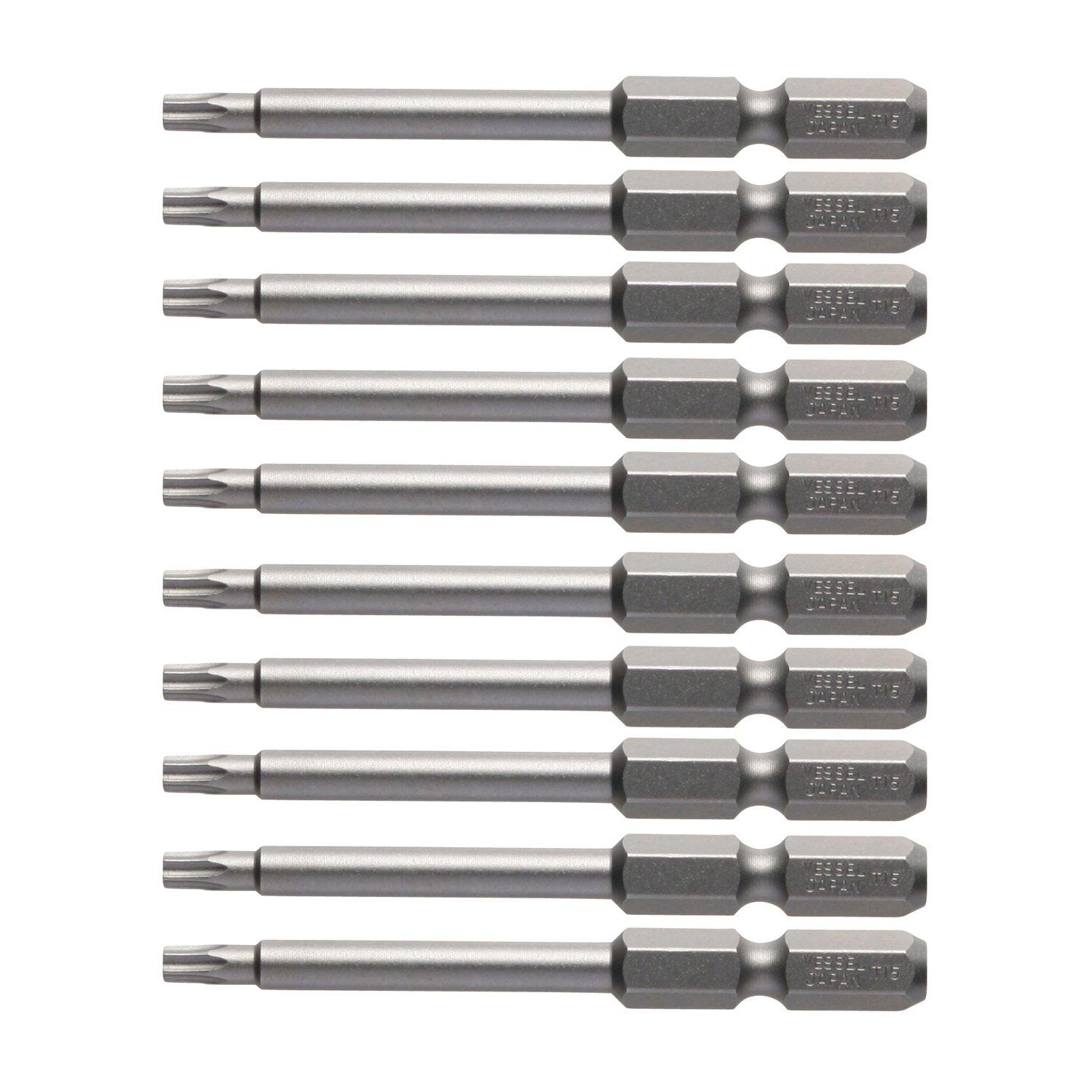 

VESSEL Torx T15 x V ZP Bits, 65mm, 10-Piece Set,