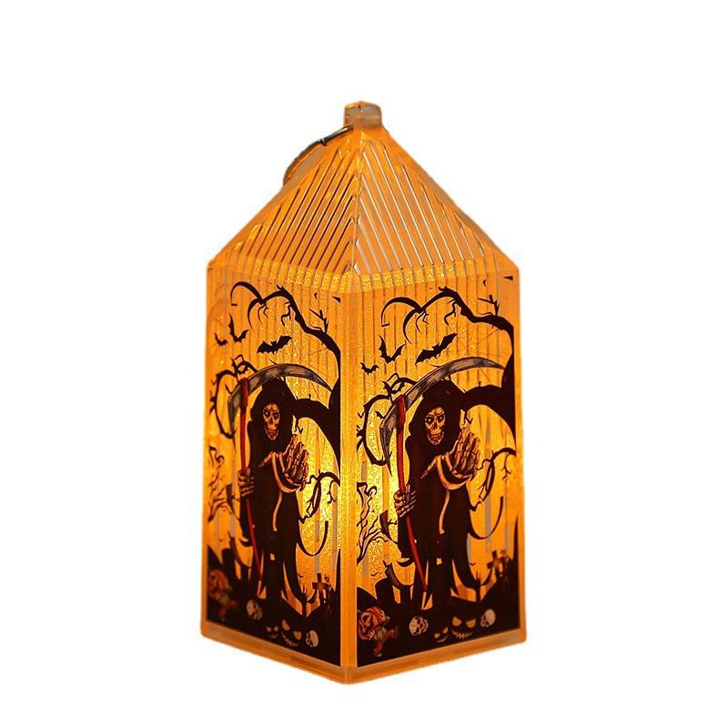 Halloween Pumpkin Lamp Decorations Kids Party Favors Plastic Ornaments Witch Skeleton Scarecrow Props