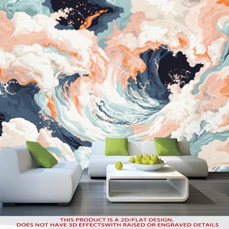 

2D Pastel Color Ocean Wave Tapestry Modern Abstract Art for Bedroom & Home 47.2x31.5inch/120*80cm
