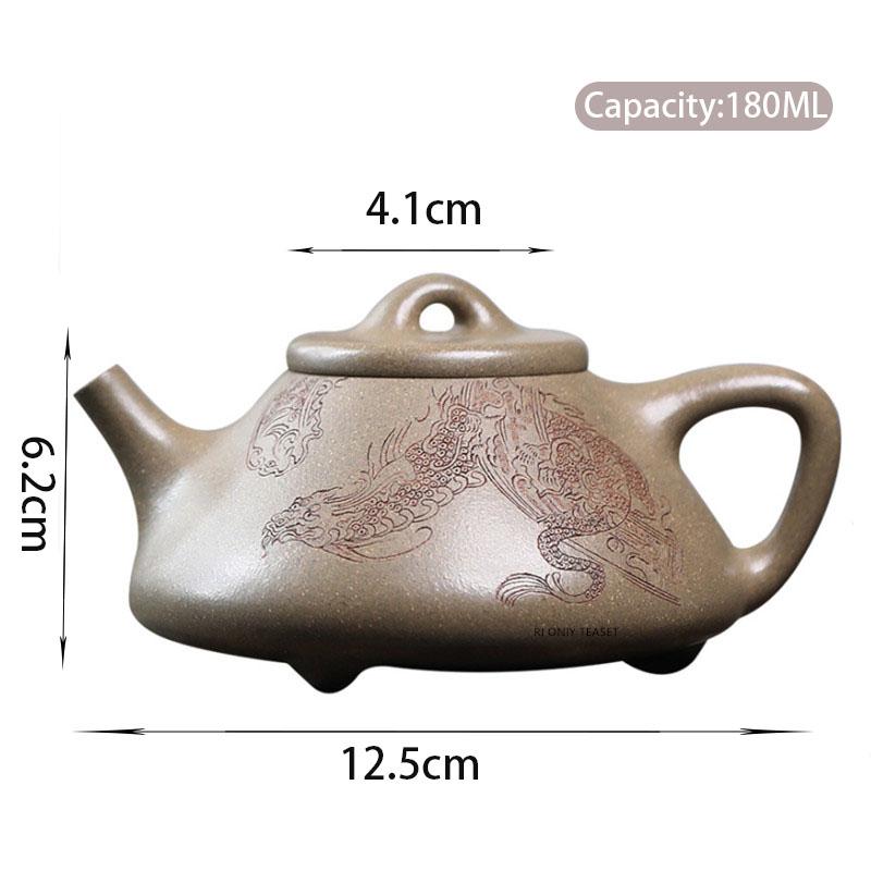 

180ml Yixing Purple Clay Stone Scoop Teapot Handmade Dragon Turtle Tea Pot Beauty Tea Infuser Kettle Chinese Zisha Tea Set