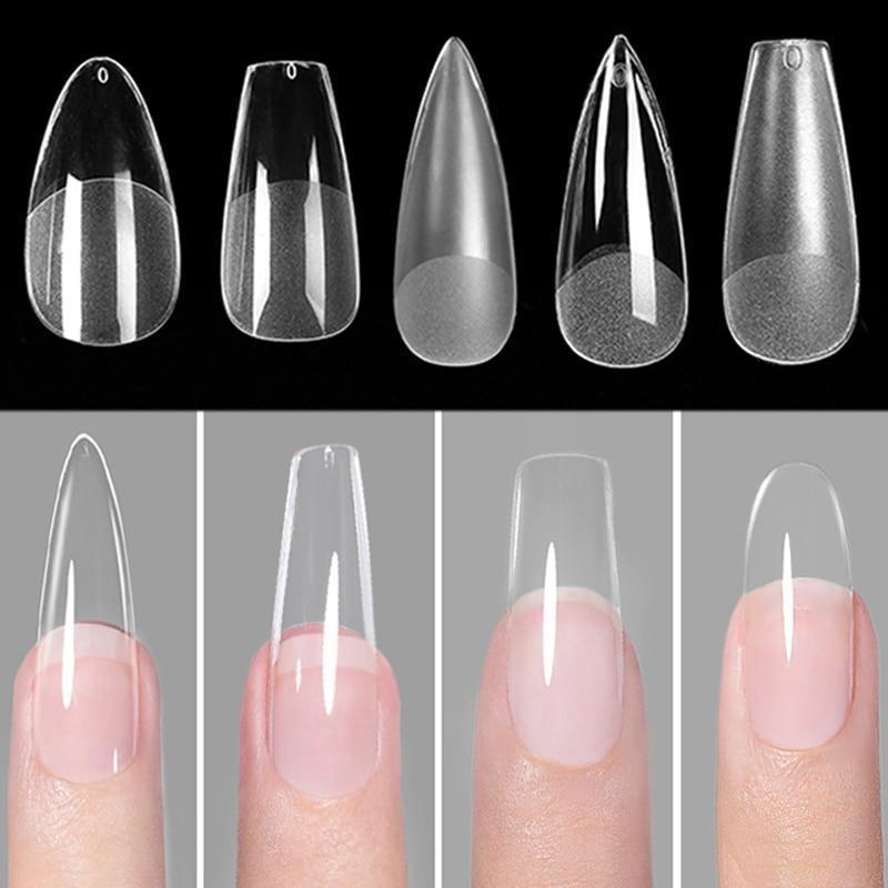 240pcs Press on Nails Coffin Nail Tips Clear Full Cover Fake Acrylic UV Gel Nails Extension System Oval Almond Sculpted False Nail Tips