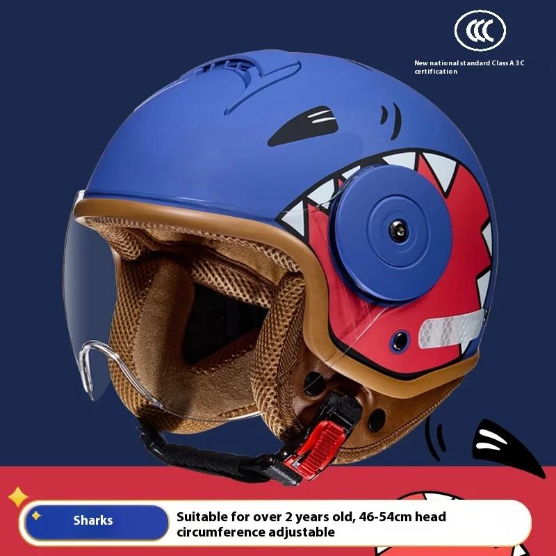 BYB Yeni Ulusal Standart A Sınıfı 3C Sertifikasyonu Çocuk Dört Mevsim Bebek Kaskı Çizgi Film Elektrikli Araç Kaskı Motosiklet
