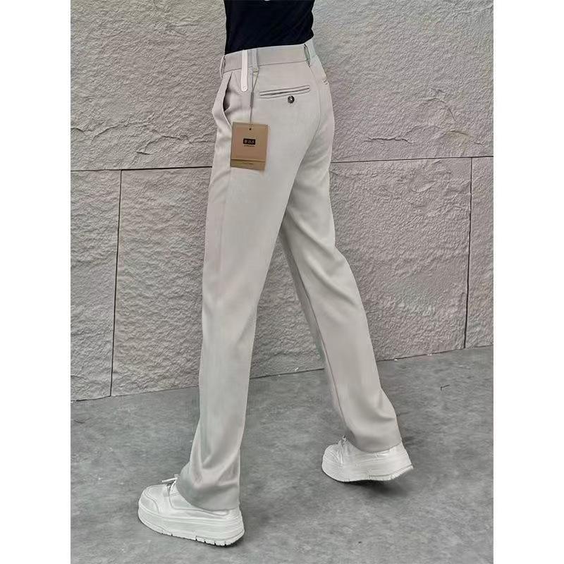 European Light Luxury Business Temperament Casual Pants Simple Trend Solid Color Straight Elastic Suit Pants Men's Autumn New