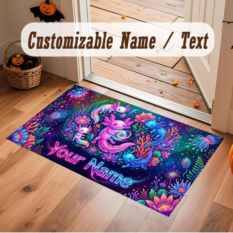 Fantasy Magic Theme Soft Crystal Velvet Rug Custom Name & Text Print Non Slip Floor Rug for Bedroom Living Room