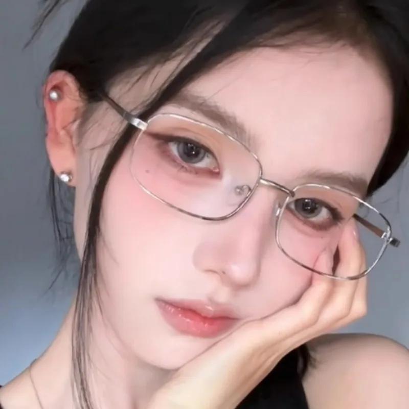 Harajuku Metal Square Frame Glasses  Women'S Retro Small Glasses Girls Japanese Glass Eyewear Decorative Anti-Blue Eyeglasses