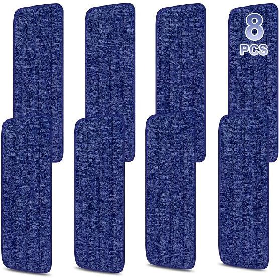 8 Pack 16.5 inch Reusable Mop Pads Microfiber Spray Mop Replacement Heads for Wet/Dry Mops Compatible with Bona Floor Care System