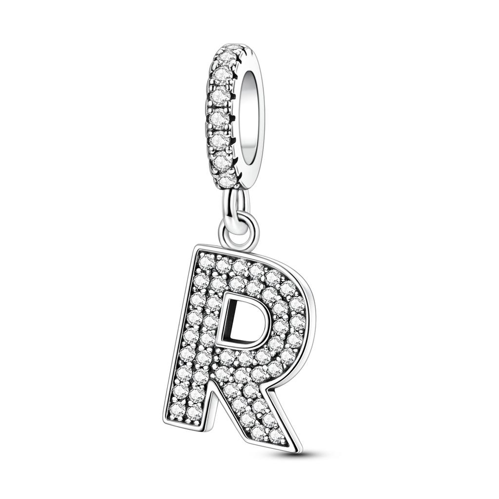 Pingente Pendurado de Cobre 26 Letras A-Z Pingente de Soletrar Zircônia Serve Pulseira Diy Joias Femininas
