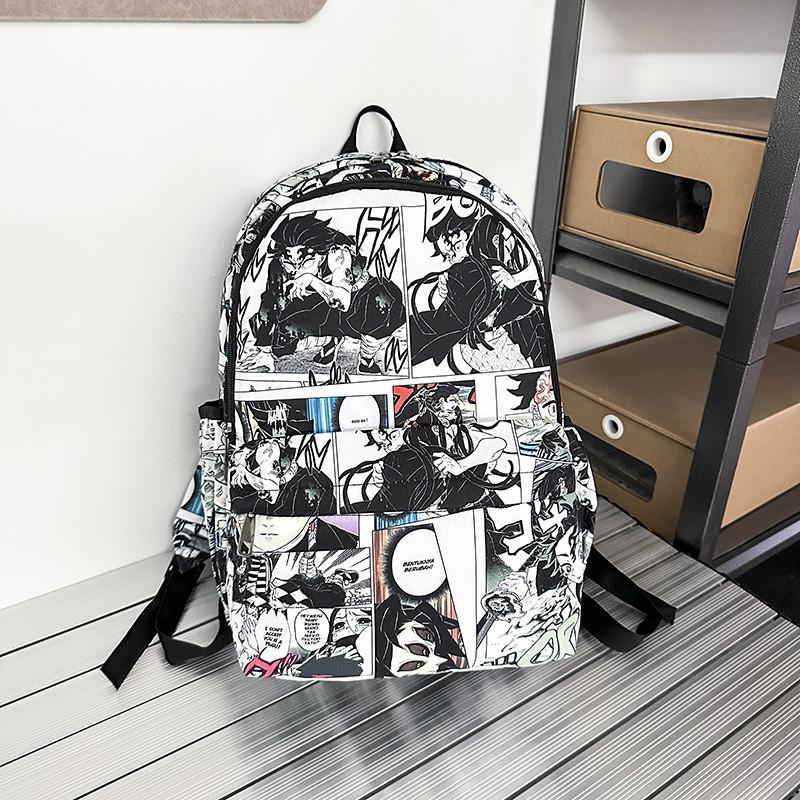 Youthful Graffiti Pattern School Backpack With Durable Nylon And Air Cushion Straps