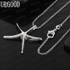 925 Sterling Silver Simple Polished Five-Pointed Star Pendant Necklace - Stylish Evening Jewelry