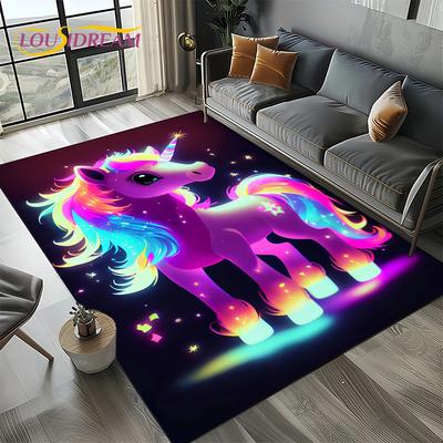 Alfombra de Dibujos Animados de Unicornio Estilo 27 para Sala de Estar Dormitorio Decoración del Hogar Sofá, Alfombra para Área Infantil Antideslizante Felpudo Regalo