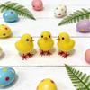 Realistic Easter Chick Figurine Flocking Mini Chicken Toy Cute Plush Chicken Ornament  Home Decor