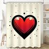 Splattered Heart Shower Curtain - Waterproof, Mildew-Resistant, Machine Washable For Modern Bathroom Decor