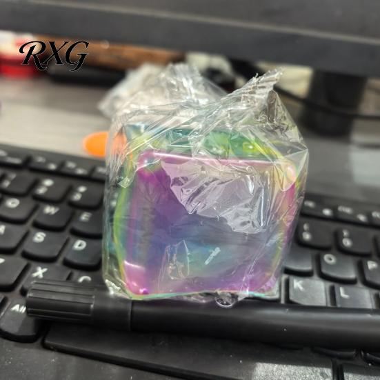 Stress Relief Toy Rainbow Ice Cube Squeeze Ball, Transparent Jelly Fidget Shape for Anxiety Relief, Soft TPR Decompression Kids Adults
