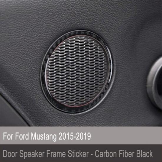 Carbon Fiber Door Speaker Decorative Bezel Cover Trim for Ford Mustang 2015-
