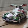 Classic 1/32 Benz 300SL Electroplated Version Alloy Diecast Metal Model Sound Light Pull Back Toy Miniatures Vehicle Ornament Gifts