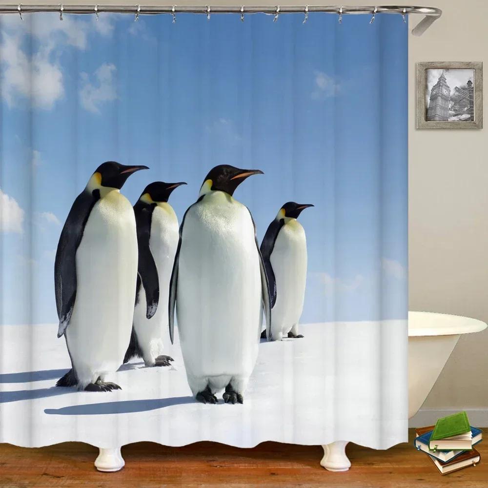 Horse Elephant Shower Curtain 3d Printing Waterproof Polyester Animals Bathroom Curtains Decoration with Hook Curtain