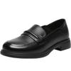 ZHR Damen Klassische Loafer mit klobigem Absatz aus Leder