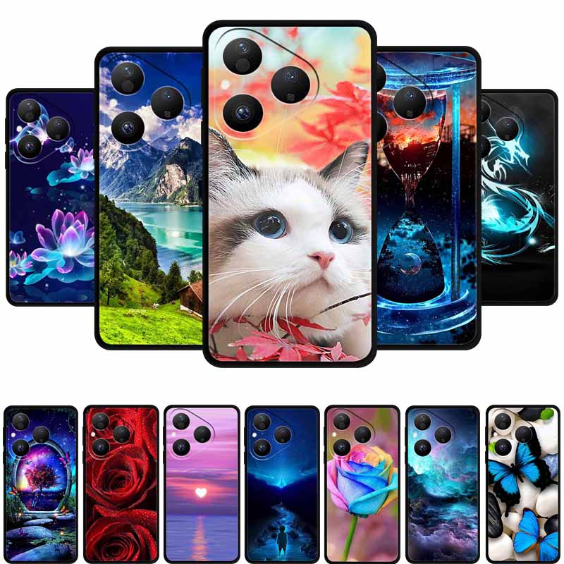 For Huawei Pura 80 5G Case Pura80 Coque Black Silicone Soft Back Cover Case For Huawei Pura 80 2025 Phone Case HED-LX9 Funda Bag