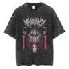Eren Jager Attack on Titan Summer Streetwear Washed T-Shirt Anime Graphic Print TShirt Men Harajuku Cotton Oversize Vintage Tee