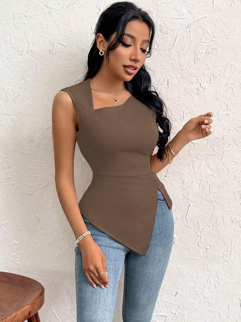 Women's European & American Style Elegant One-Shoulder Slim T-Shirt - Spring/Summer 2026 Collection